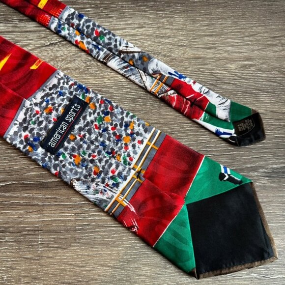 American Sports Baseball Multicolor Men's Neck Tie. - Picture 2 of 4